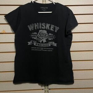 Chris Stapleton Whiskey And You Graphic T Shirt Black Ladies Large Cotton
